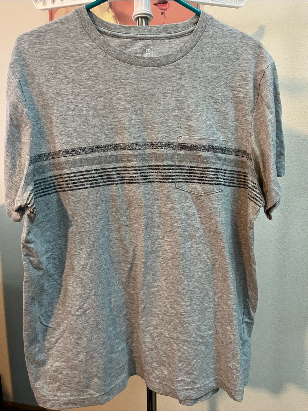 George Men's Heather Gray Short Sleeve Tee with Striped Chest Pocket